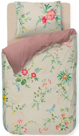 Pip studio sengetøj - Fleur Grandeur khaki - Blomstret sengetøj - Dobbeltsidet sengesæt - 100% bomuld